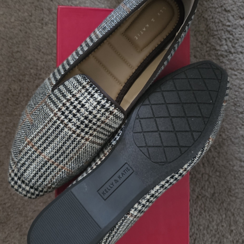 SALE***Kelly & Katie Houndstooth Loafers - Black, White, and Brown